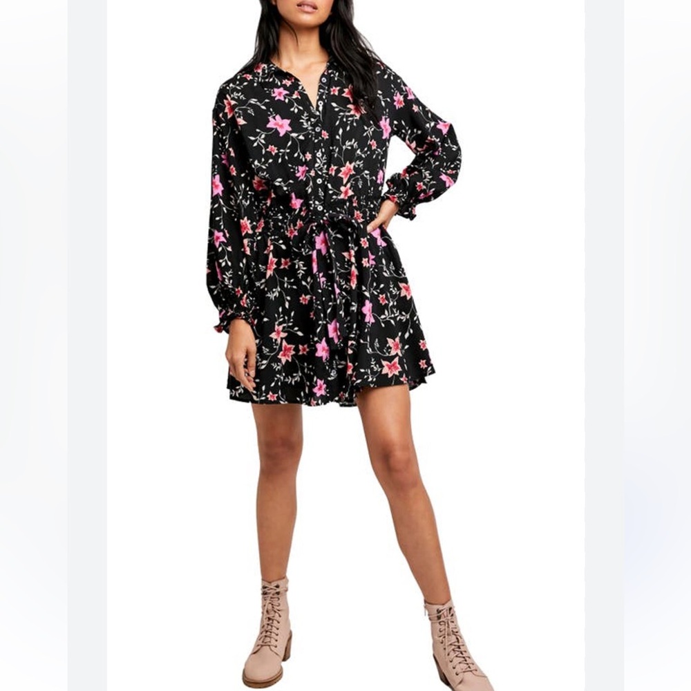 Free People Lighten Up Mini Dress in Black XS